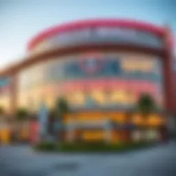 An exterior view of Circle Mall showcasing modern architectural design