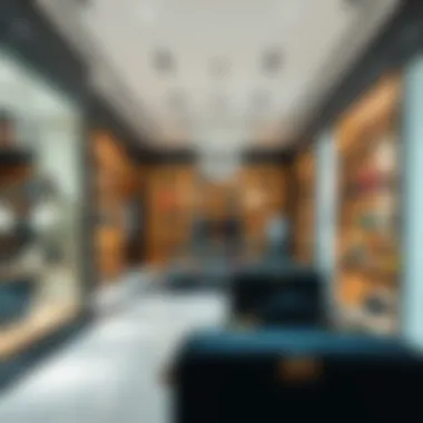 Luxury Shopping Experience An array of luxury brands showcased in an upscale outlet store, highlighting the shopping diversity in Dubai.