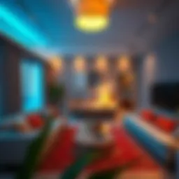 Modern room interior showcasing vibrant decor