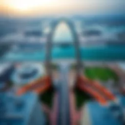 Aerial view of Dubai Frame showcasing its architectural beauty