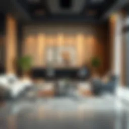 Sophisticated modern office interior featuring elegant furniture